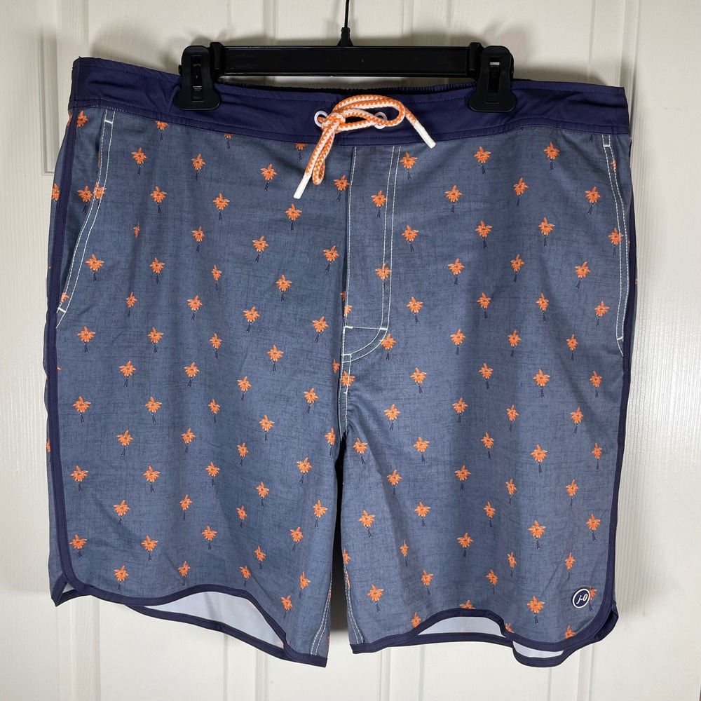 Johnnie-O Mens Bonita Palm Tree Swim Trunks Twilight Blue JMSS2420 XXL NEW